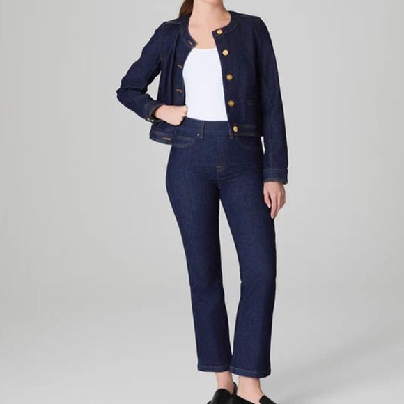 Spanx Kick Flare Original EveryWear Jeans Raw Indigo Size Small Petite - Picture 1 of 10